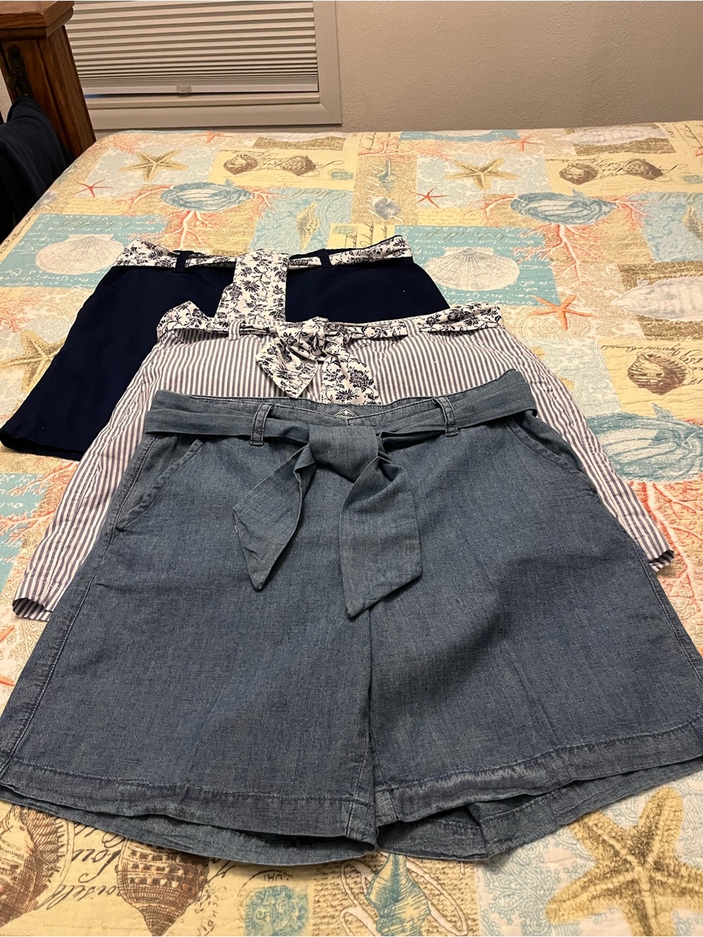 St. Johns Bay High Waist Tie Shorts- 3 pc set